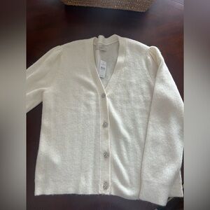 NWT Gorgeous LOFT Women's Ivory Cardigan with Crystal Buttons💎🤩🤍